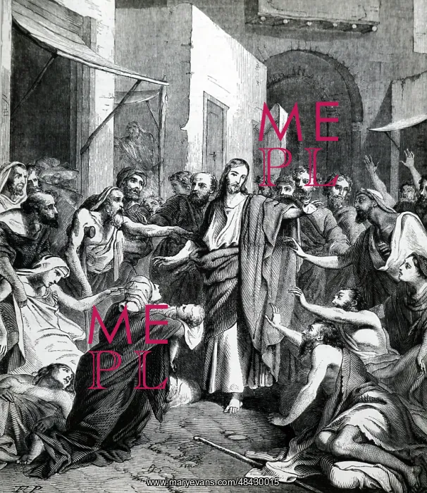 : Christ healing the sick: From a late 19th century : Christ healing the sick: From a late 19th century