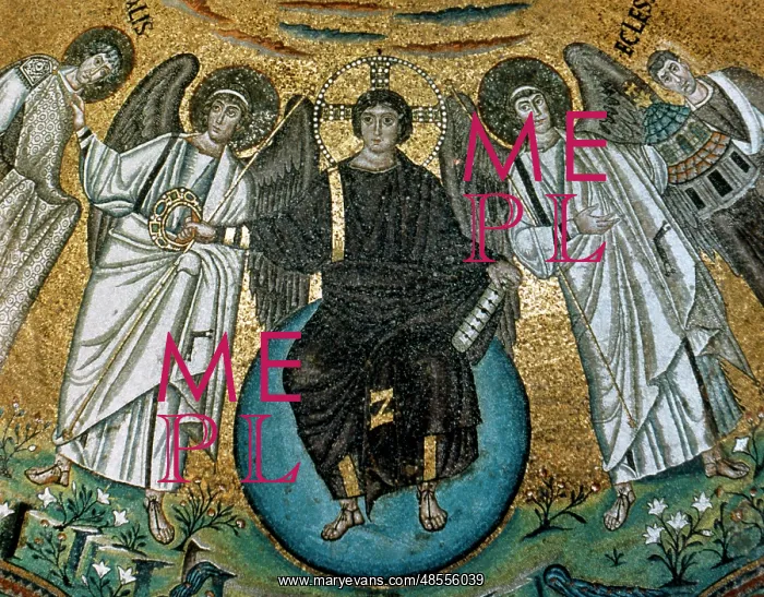 : Christ surrounded by angels, St. Vitalis and Bishop Ecclesiu : Christ surrounded by angels, St. Vitalis and Bishop Ecclesiu