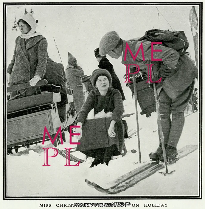 : Christabel Pankhurst sledging in Villar : Christabel Pankhurst sledging in Villar