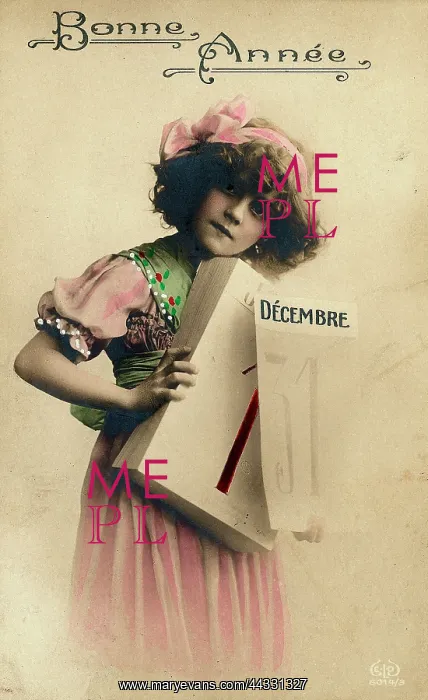 : Christmas. Portrait of a young girl carrying a calendar in her hands : Christmas. Portrait of a young girl carrying a calendar in her hands