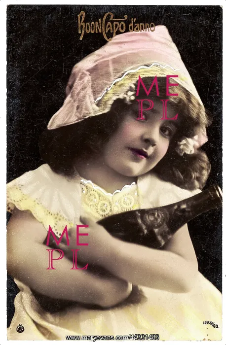 : Christmas. Portrait of a young little girl carrying a champagne bottle in her hands : Christmas. Portrait of a young little girl carrying a champagne bottle in her hands