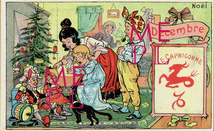 : Christmas. Illustrated card picturing the month of December : Christmas. Illustrated card picturing the month of December