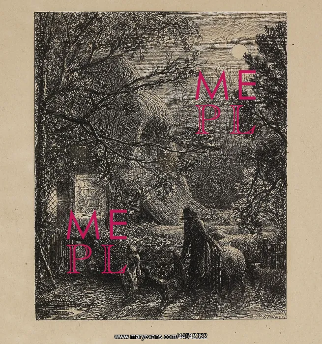 : Christmas - etching, printed on chine colle - Samuel Palmer (1805 - 1881), printmaker : Christmas - etching, printed on chine colle - Samuel Palmer (1805 - 1881), printmaker