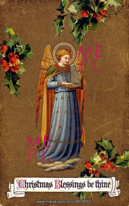  : Christmas angel with holly