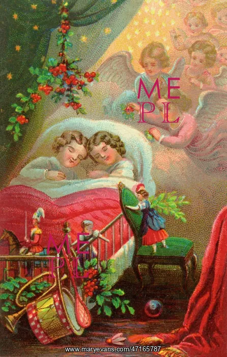 : Christmas angels over children's bed : Christmas angels over children's bed