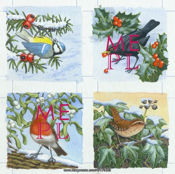  : Christmas birds gift tags