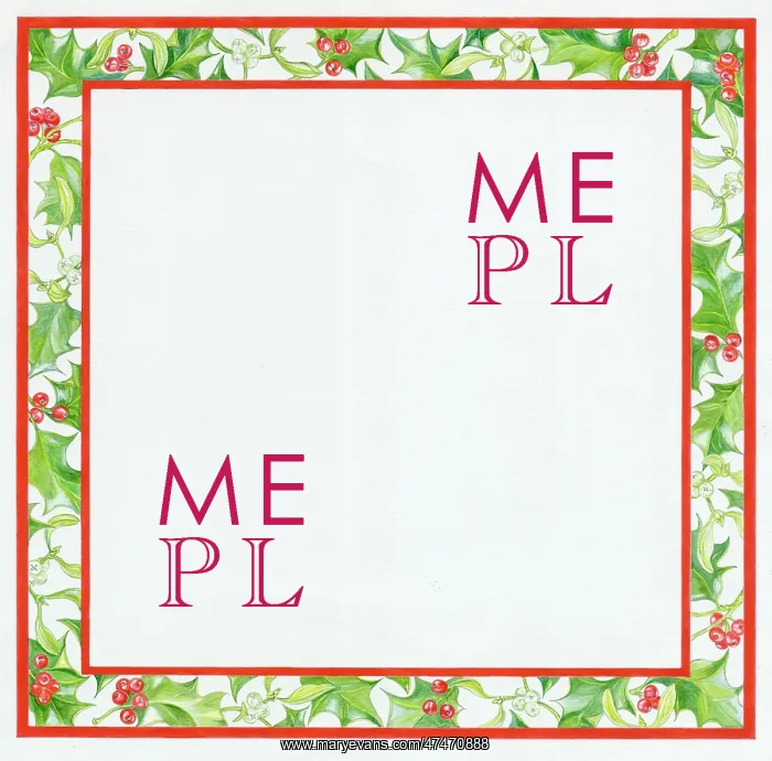  : Christmas Border with Holly and Mistletoe