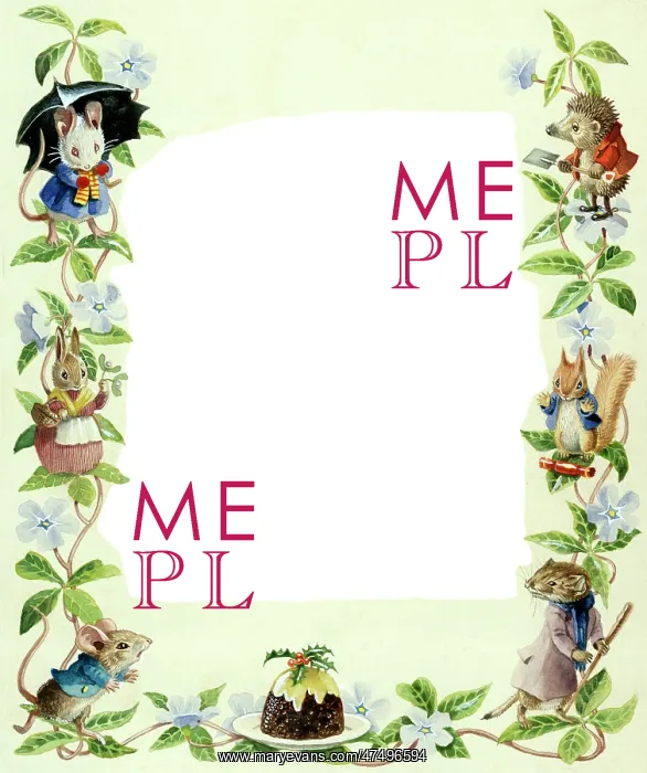 : Christmas Border ' mice, hedgehog, rabbit etc : Christmas Border ' mice, hedgehog, rabbit etc