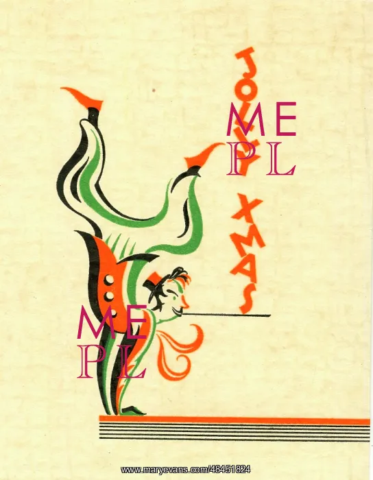  : Christmas card with acrobat, Jolly Xmas
