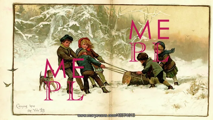  : Christmas card, Carrying home the yule log