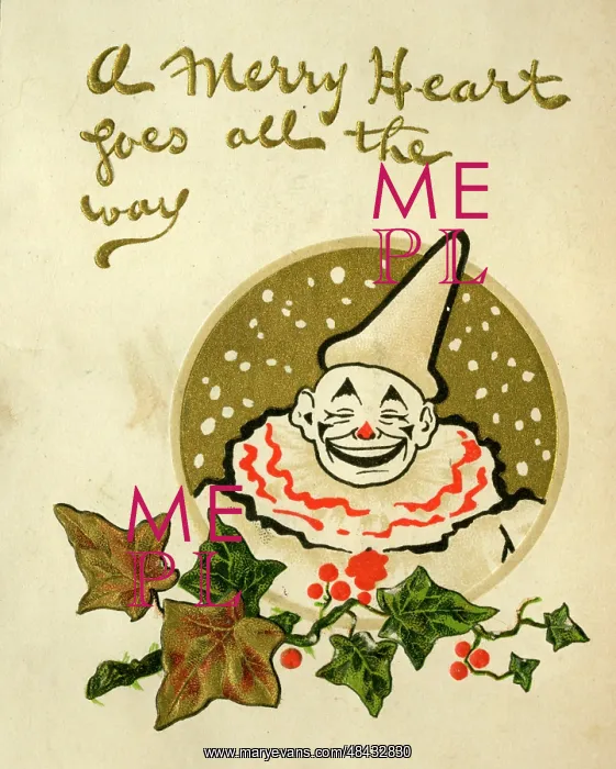  : Christmas card, clown in snow