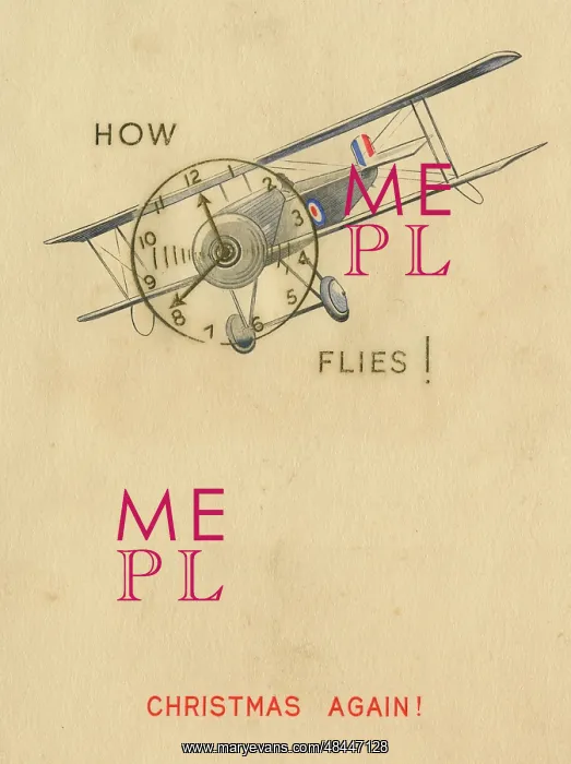 : Christmas card - First World War biplane : Christmas card - First World War biplane