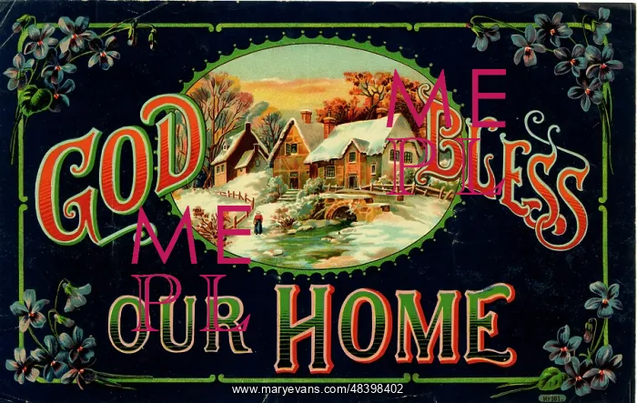  : Christmas card, God Bless Our Home