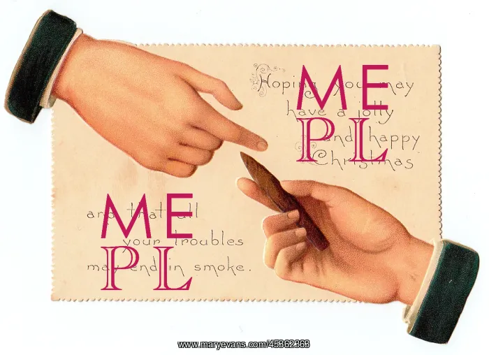  : Christmas card with two hands and a cigar