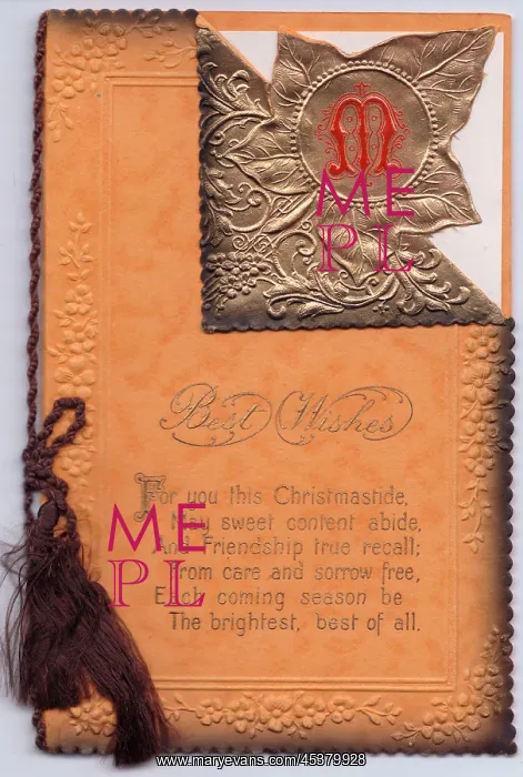  : Christmas card with initial M and verse
