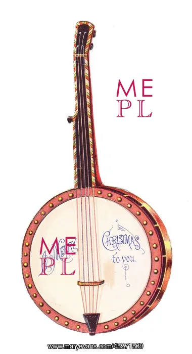  : Christmas card in the shape of a banjo