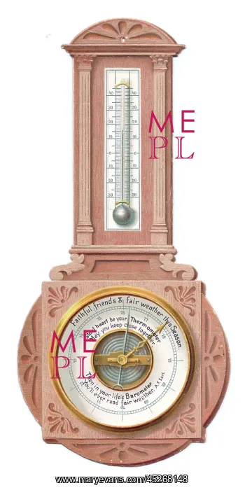 : Christmas card in the shape of a barometer : Christmas card in the shape of a barometer