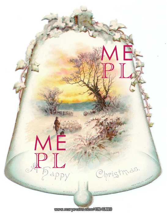 : Christmas card in the shape of a bell : Christmas card in the shape of a bell