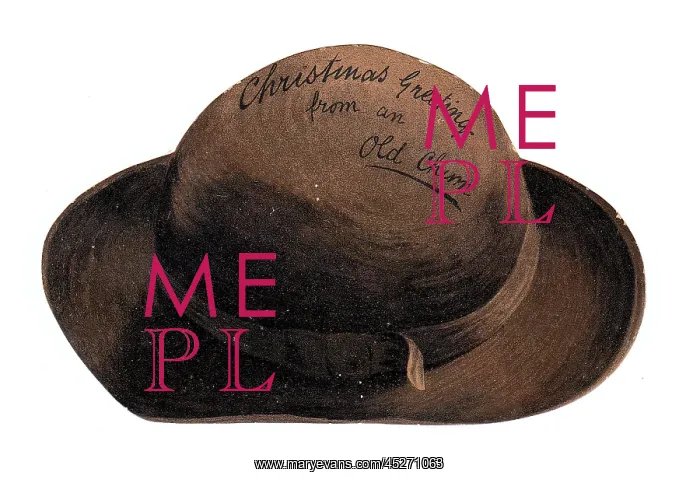 : Christmas card in the shape of a brown hat : Christmas card in the shape of a brown hat