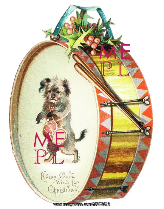 : Christmas card in the shape of a drum : Christmas card in the shape of a drum