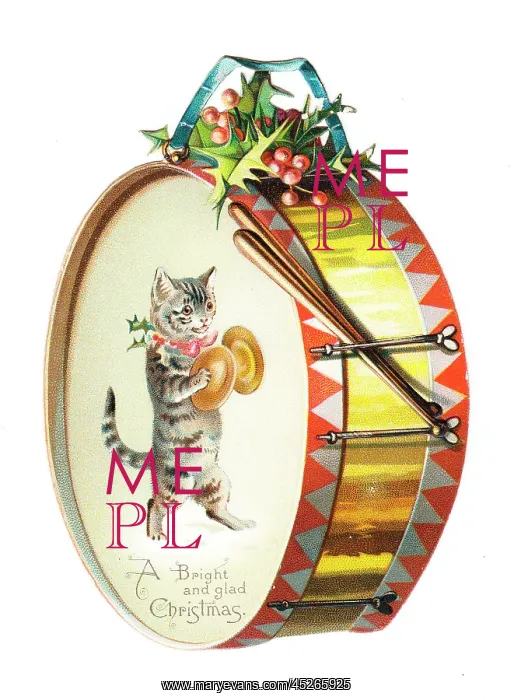 : Christmas card in the shape of a drum : Christmas card in the shape of a drum