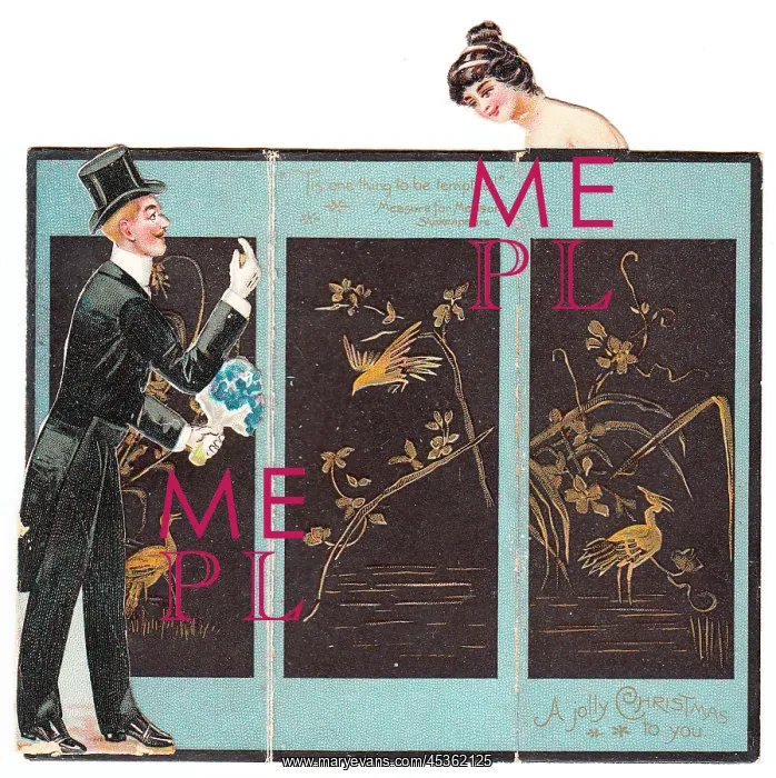 : Christmas card in the shape of a folding screen : Christmas card in the shape of a folding screen