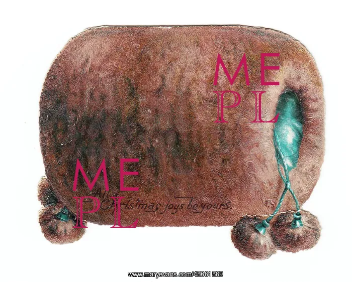 : Christmas card in the shape of a furry muff : Christmas card in the shape of a furry muff