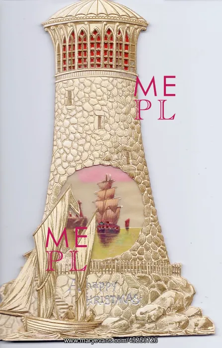 : Christmas card in the shape of a lighthouse : Christmas card in the shape of a lighthouse