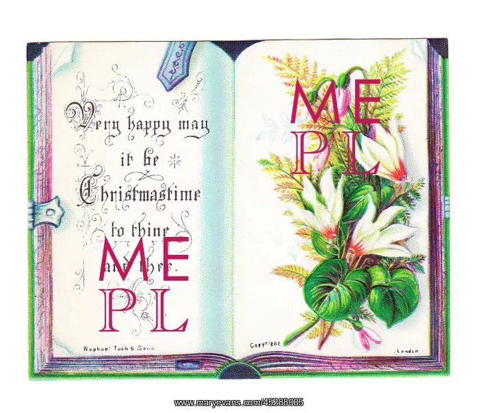 : Christmas card in the shape of an open book : Christmas card in the shape of an open book