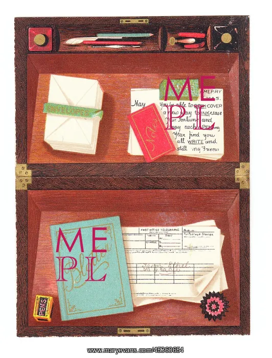 : Christmas card in the shape of a portable writing case : Christmas card in the shape of a portable writing case