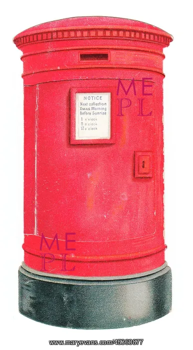 : Christmas card in the shape of a red pillar box : Christmas card in the shape of a red pillar box
