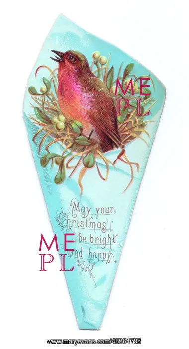 : Christmas card in the shape of a robin in wrapping paper : Christmas card in the shape of a robin in wrapping paper