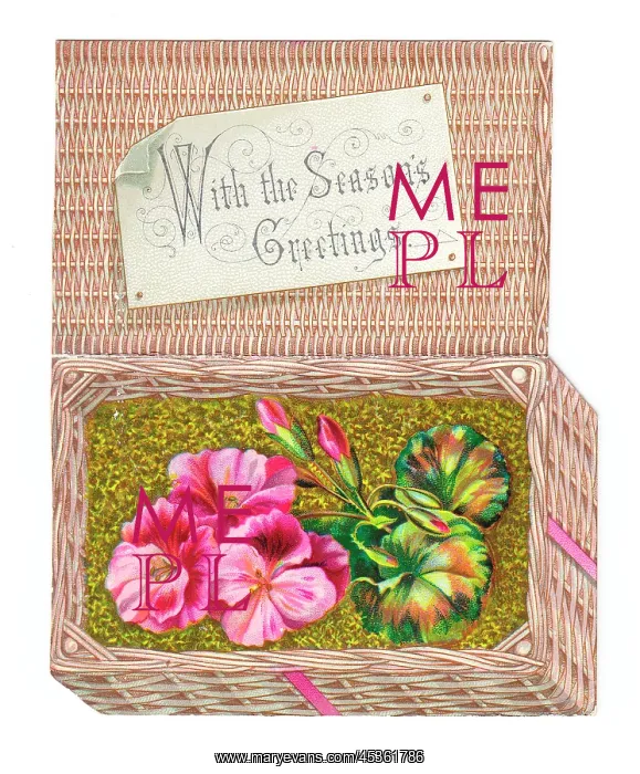 : Christmas card in the shape of a wickerwork basket : Christmas card in the shape of a wickerwork basket