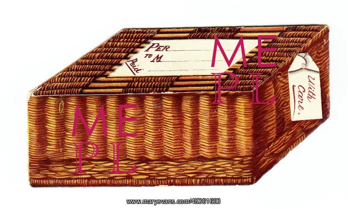 : Christmas card in the shape of a wickerwork food hamper : Christmas card in the shape of a wickerwork food hamper