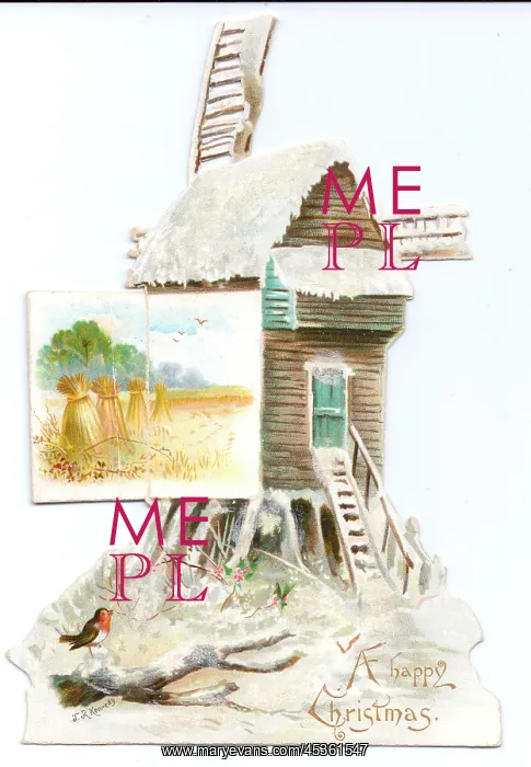 : Christmas card in the shape of a windmill : Christmas card in the shape of a windmill