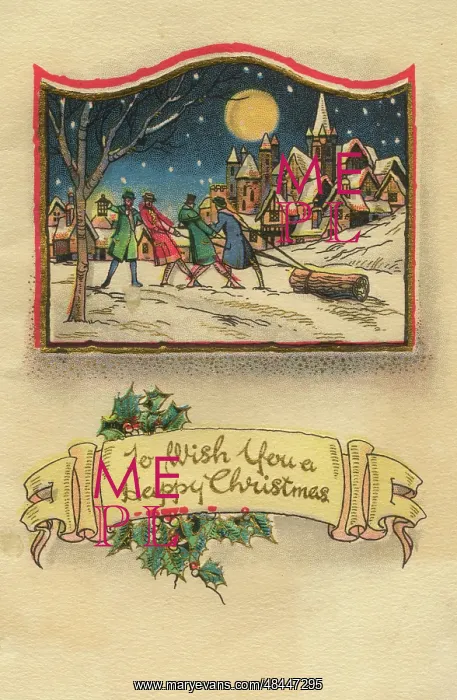  : Christmas card, Yule log