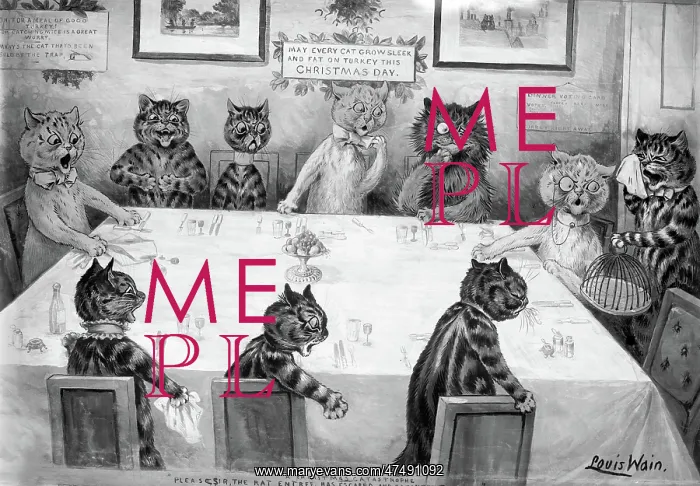 : A Christmas catastrophe by Louis Wain : A Christmas catastrophe by Louis Wain
