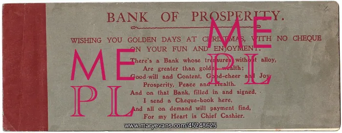 : Christmas cheque book from the Bank of Prosperity : Christmas cheque book from the Bank of Prosperity