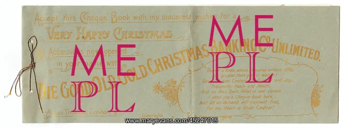 : Christmas cheque book greetings : Christmas cheque book greetings