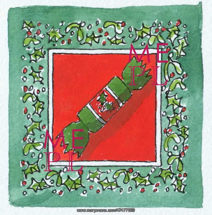  : Christmas Cracker with border of holly and mistletoe