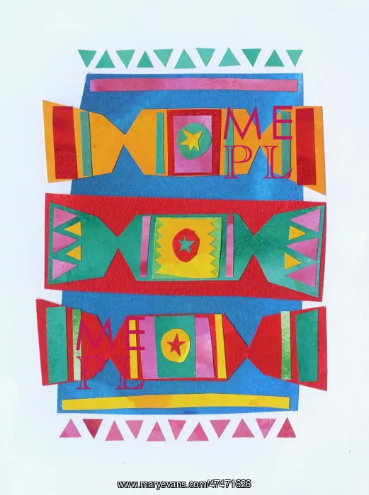  : Three Christmas Crackers on blue background