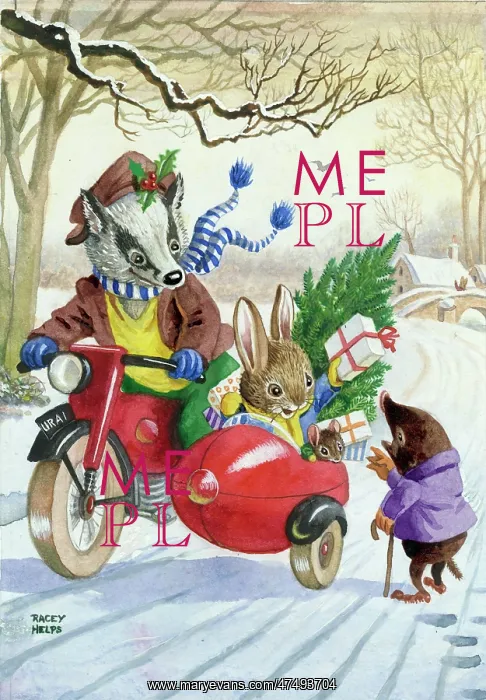 : Christmas Delivery - badger on motorcycle : Christmas Delivery - badger on motorcycle