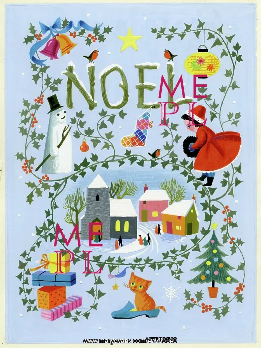 : Christmas design with village in the snow : Christmas design with village in the snow