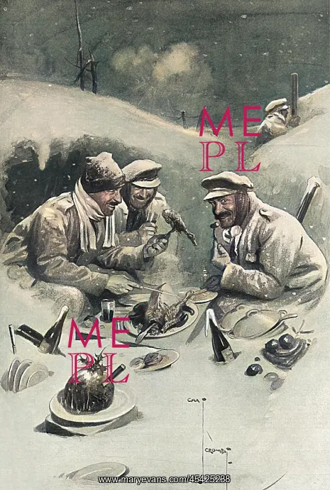 : Christmas Dinner in the trenches by Charles Crombie : Christmas Dinner in the trenches by Charles Crombie