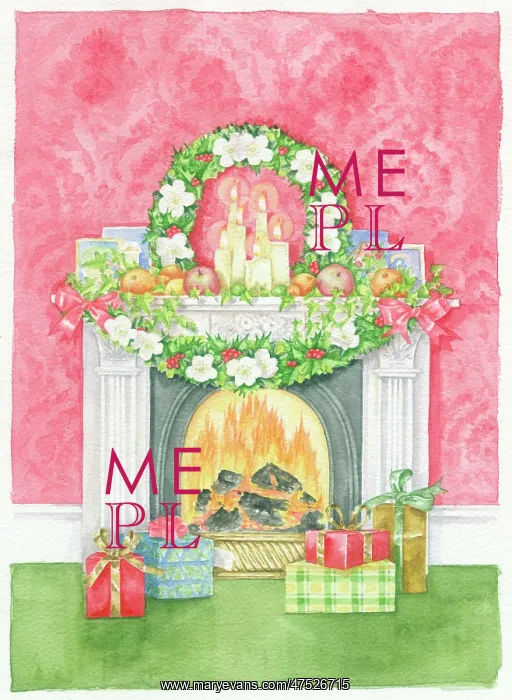 : Christmas fireplace with presents : Christmas fireplace with presents