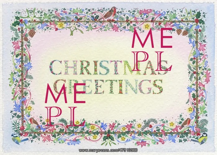 : Christmas Greetings in decorative border : Christmas Greetings in decorative border