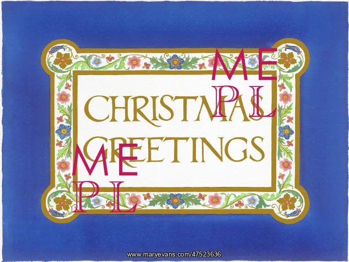: Christmas Greetings with Floral Border : Christmas Greetings with Floral Border