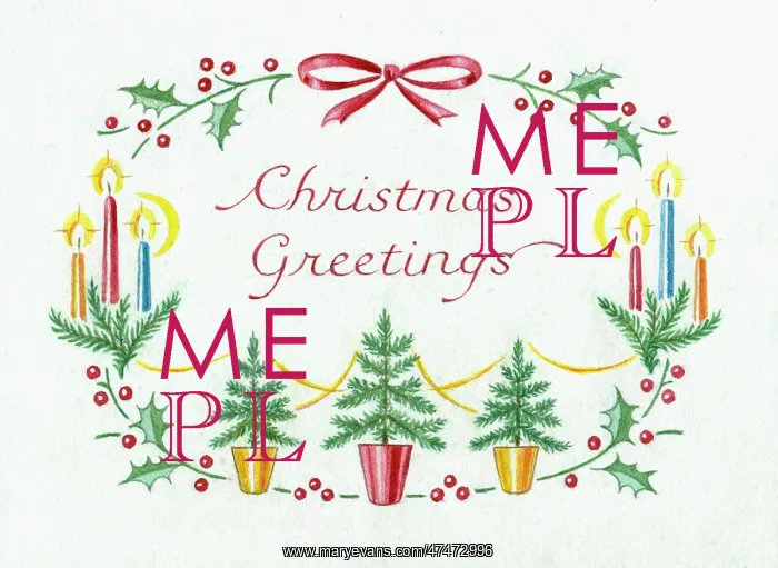 : Christmas Greetings with trees and candles : Christmas Greetings with trees and candles