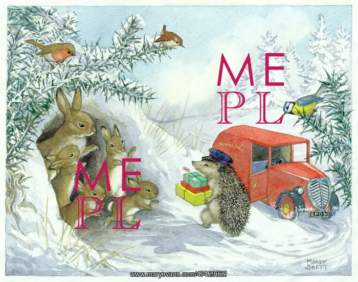: Christmas hedgehog postman by Molly Brett : Christmas hedgehog postman by Molly Brett