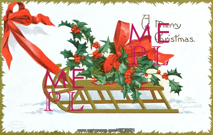 : Christmas Holly being pulled along atop a wooden frame : Christmas Holly being pulled along atop a wooden frame